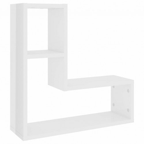 Wall shelves 2 pieces high-gloss white 50x15x50 cm chipboard