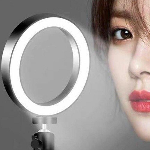 LED Selfie Round Light Brightness Adjustable Lamp for Live Broadcast Selfie Photography Video with Mobile Phone Bracket