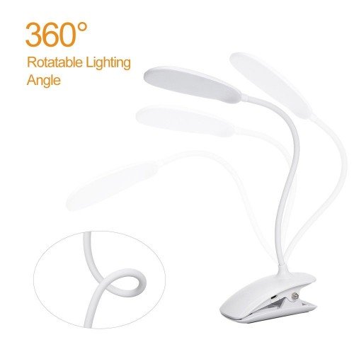 Dimmable Clip-on LEDs Rechargeable Desk Lamp Touching Control 360