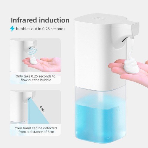 350mL Automatic Soap Dispenser Infrared Hand-free Touchless Soap Dispenser Foam Liquid Lotion Gel Auto Hand Soap Dispenser for Bathroom Kitchen