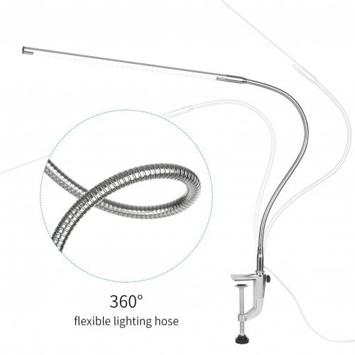 USB Clip-on Desk Lamp White Lighting Touching Control Dimmable LEDs Reading Light Flexible Lighting Angle for Bed Headboard Office Workbench