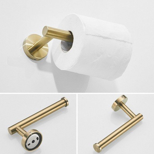Bathroom Accessories Towel Rack Shelf Hardware Set Modern Stainless Steel Towel Robe Hook Toilet Paper Holder Towel Holder Brushed Golden