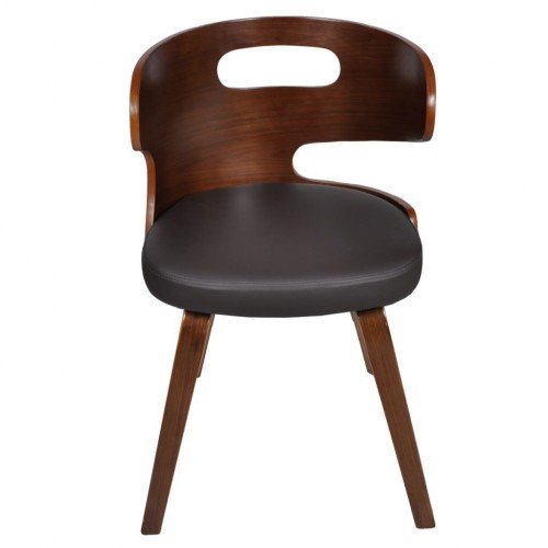 Set of 6 Dining Chairs with Cut-out Bentwood Backrest