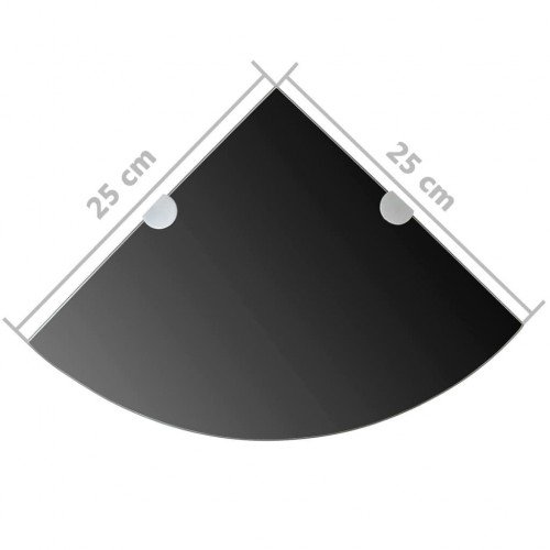 Corner shelves 2 pieces. Chromed brackets glass black 25x25cm