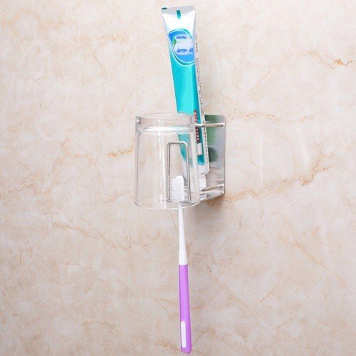 Toothbrush Holder Wall-mounted Toothbrush Stand Toothpaste Rinse Cup Holder Bathroom Organizer Storage Rack