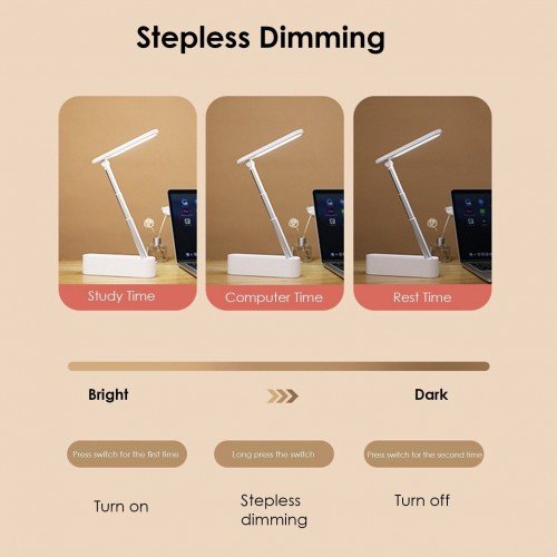 Multi-functional Portable Leds Desk Lamp USB Rechargeable Eye-caring Table Light Student Foldable Telescopic Bedside Lamp