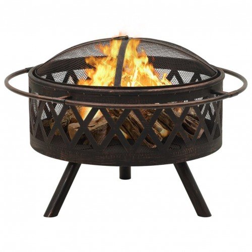 Rustic Fire Pit with Poker 29.9 XXL Steel"