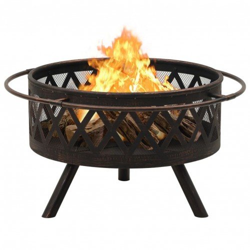 Rustic Fire Pit with Poker 29.9 XXL Steel"